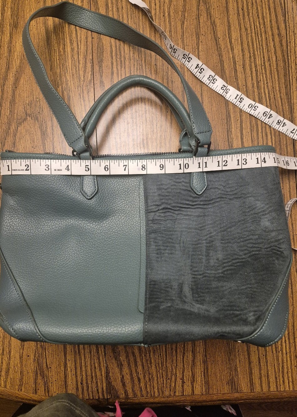 STEVE‎ MADDEN Teal Half Suede Bleticia Tote Bag Satchel Purse - Picture 7 of 9